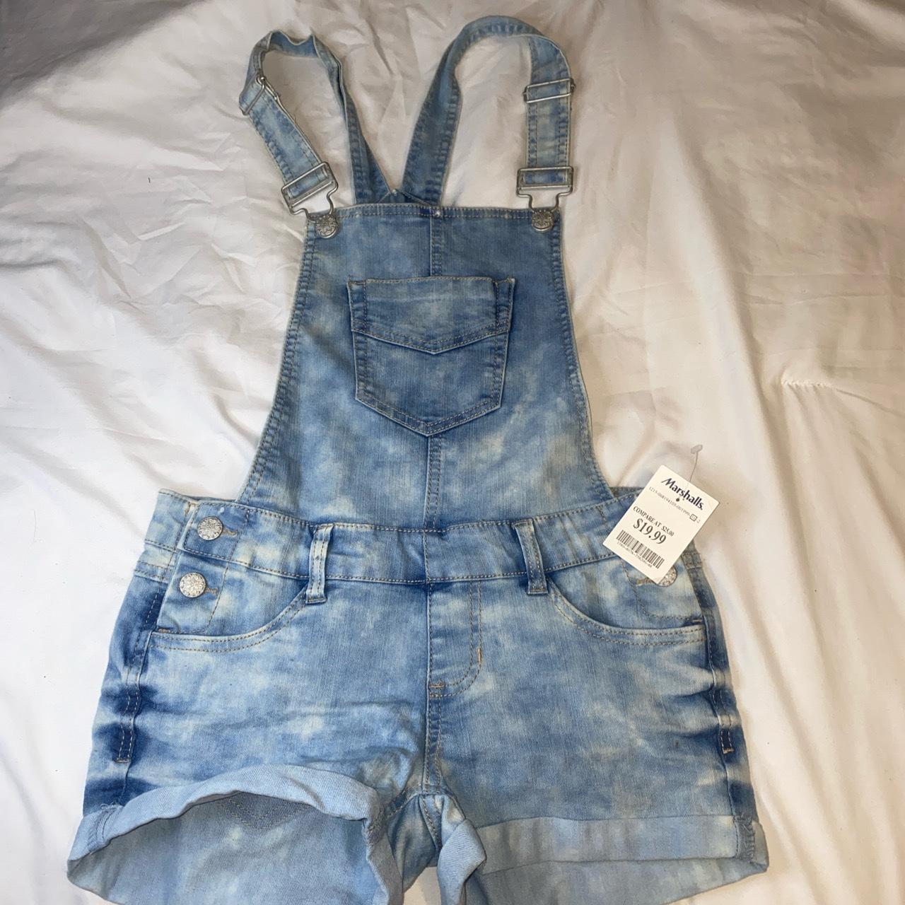 JCPenney Women's Blue and Navy Dungareesoveralls Depop
