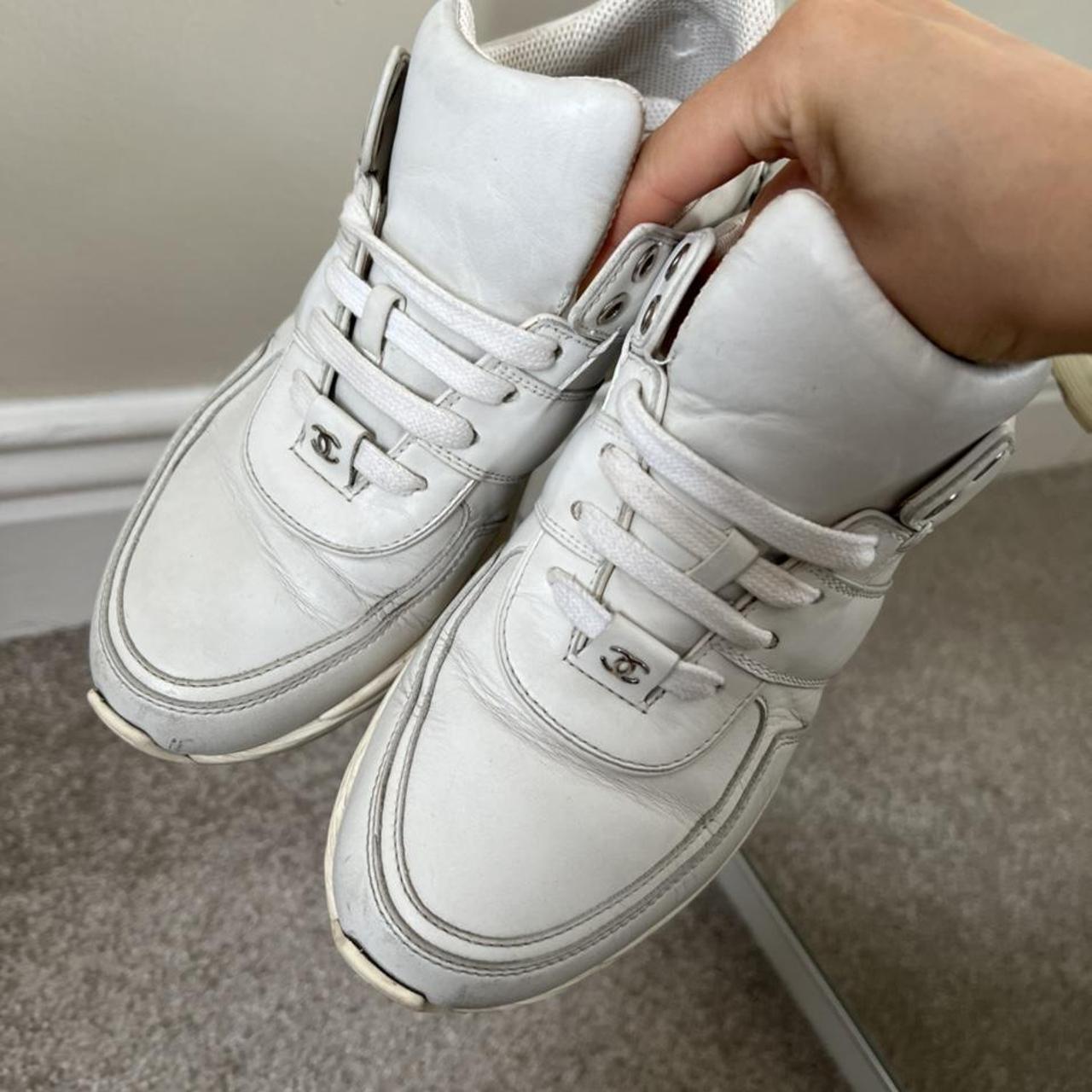 CHANEL authentic trainers made of white leather Depop