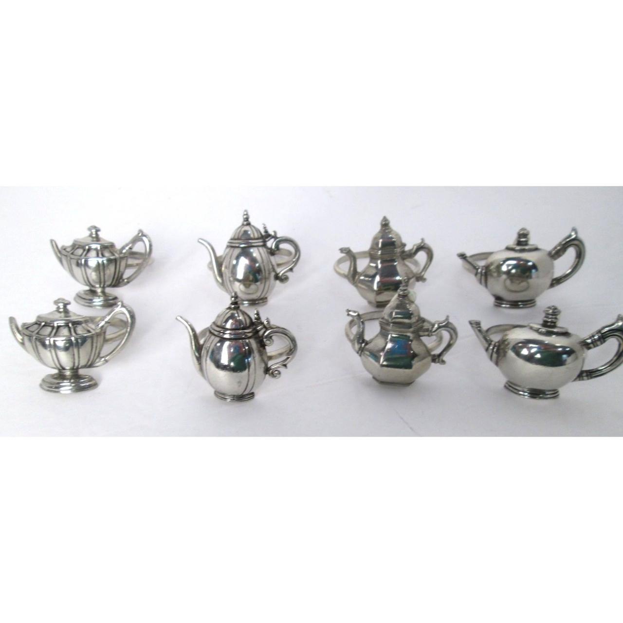 PEWTER TEAPOT NAPKIN RINGS UNIVERSAL PEWTER 8... Depop