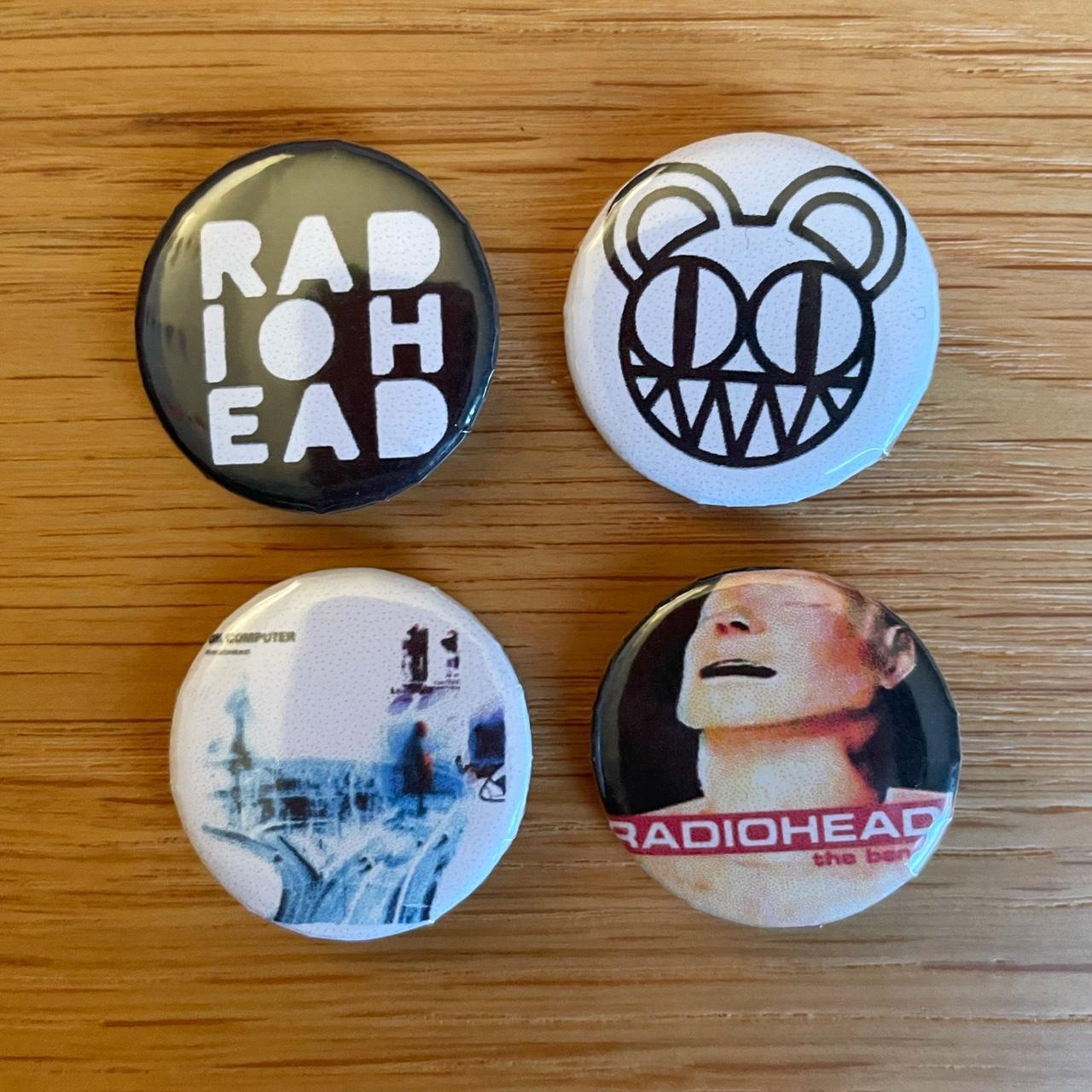 Set Of Four Radiohead 25mm Badges Custom Badge Depop