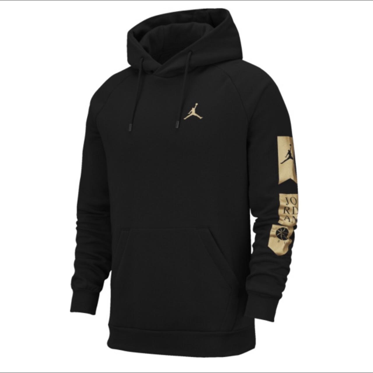 Air Jordan black and gold hoodie as seen on DJ... - Depop