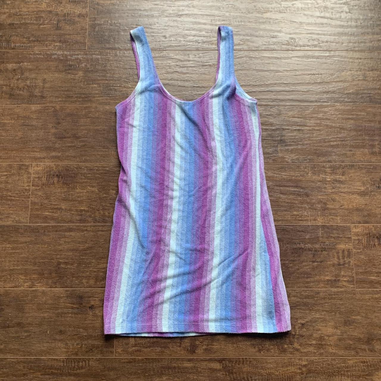 Ecote Women's Purple and Blue Dress | Depop