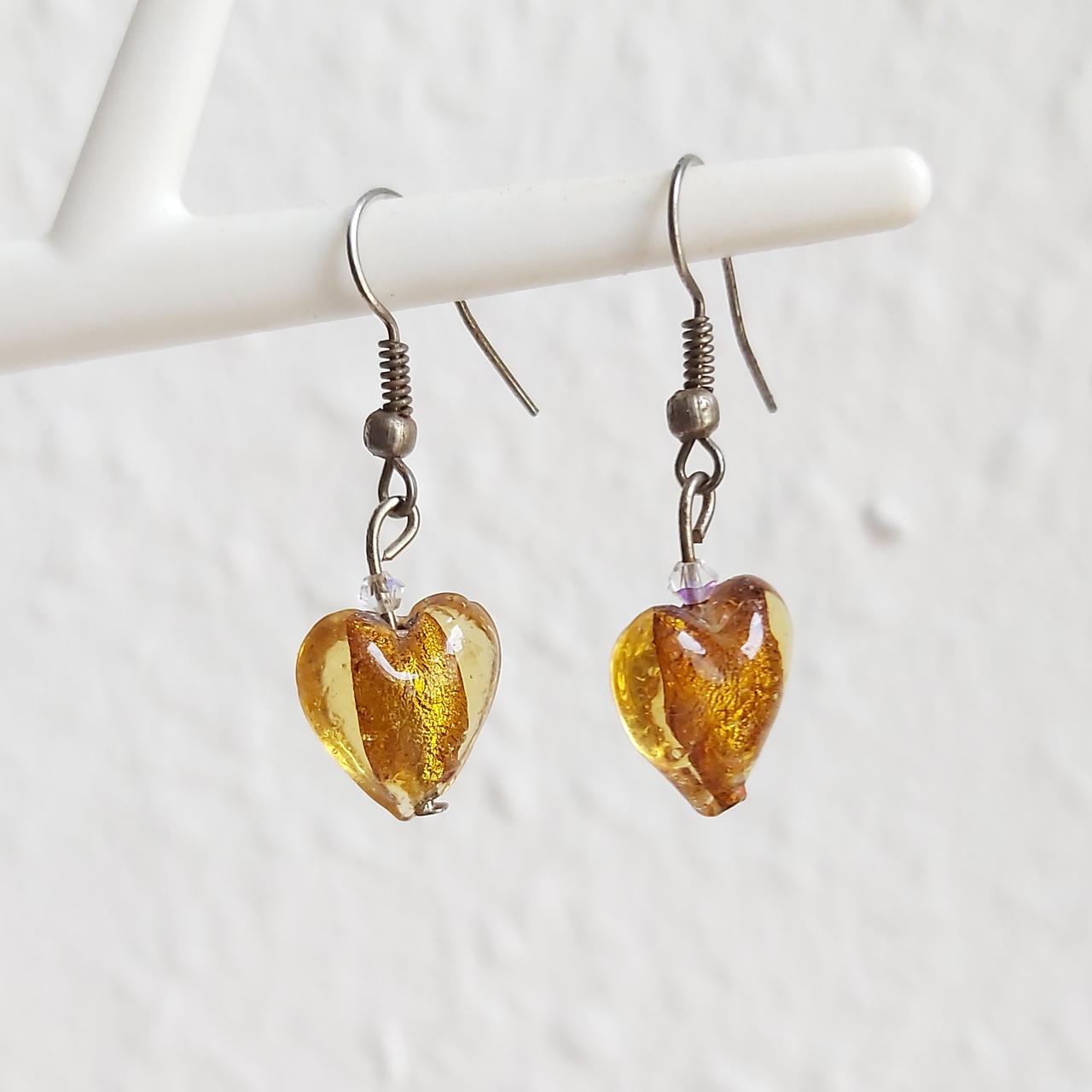 Really gorgeous caramel-coloured heart earrings 💛... - Depop