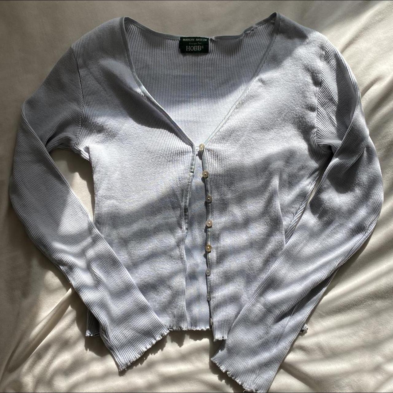 The perfect ribbed baby blue button up cardigan by... - Depop