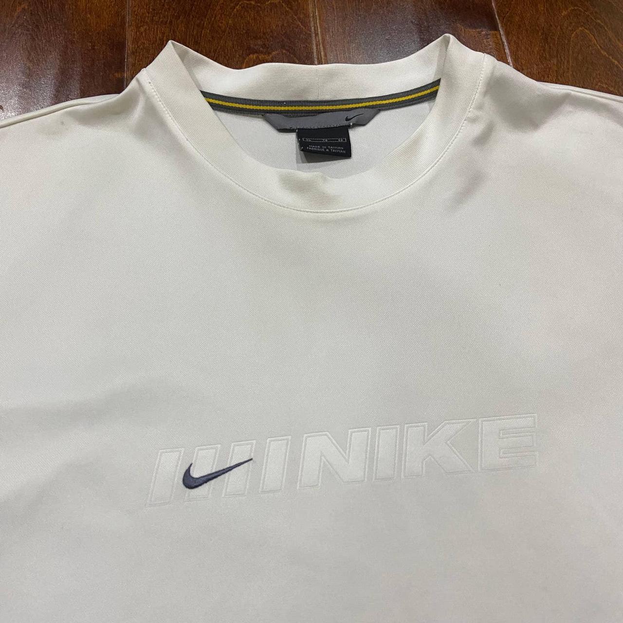 Nike Vintage White Long Sleeve Shirt Mini Swoosh... - Depop