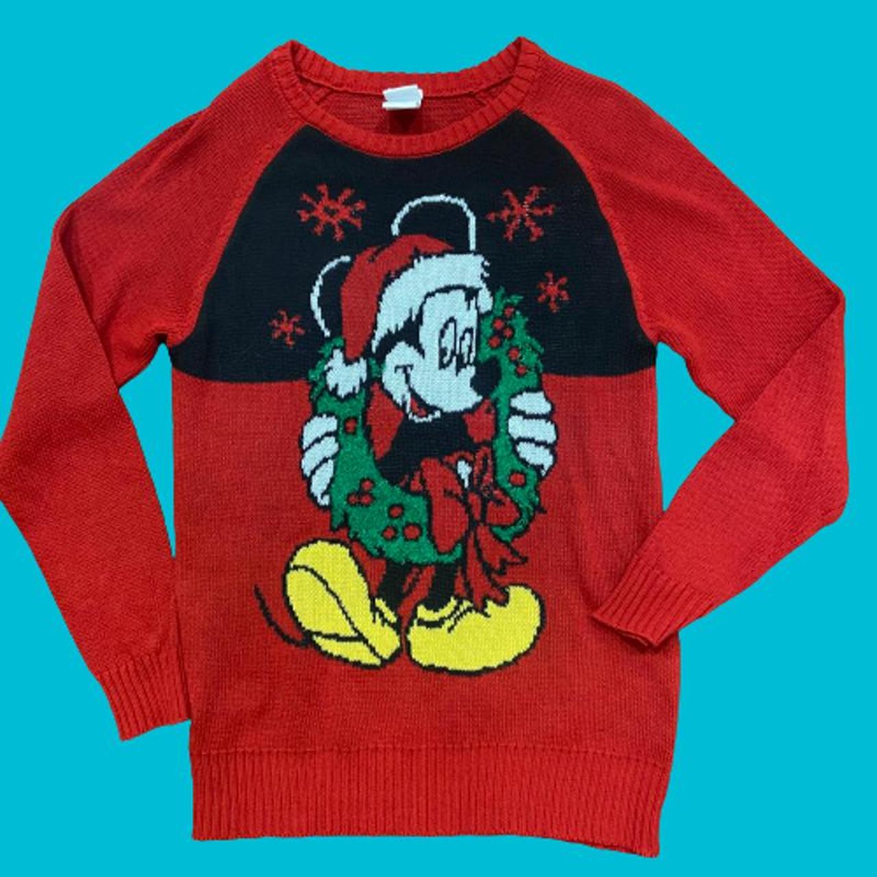 Disney Mickey Mouse Christmas Sweater Red Black Depop