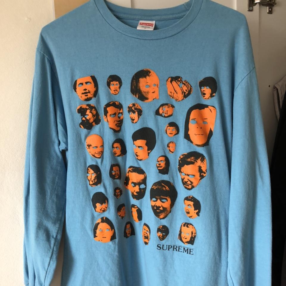 SUPREME faces long sleeve T-Shirt Blue/Orange Size - Depop