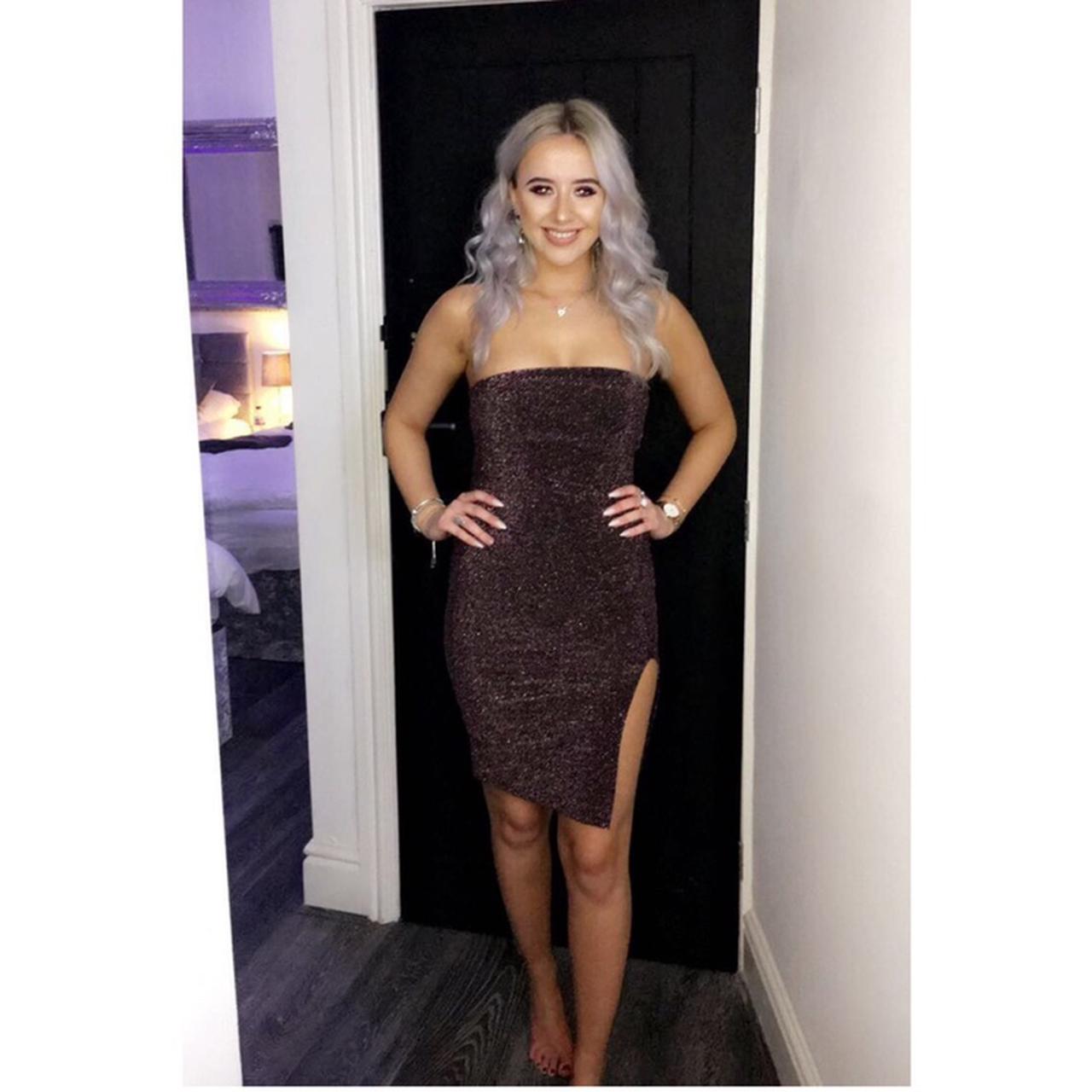 purple glitter bodycon dress