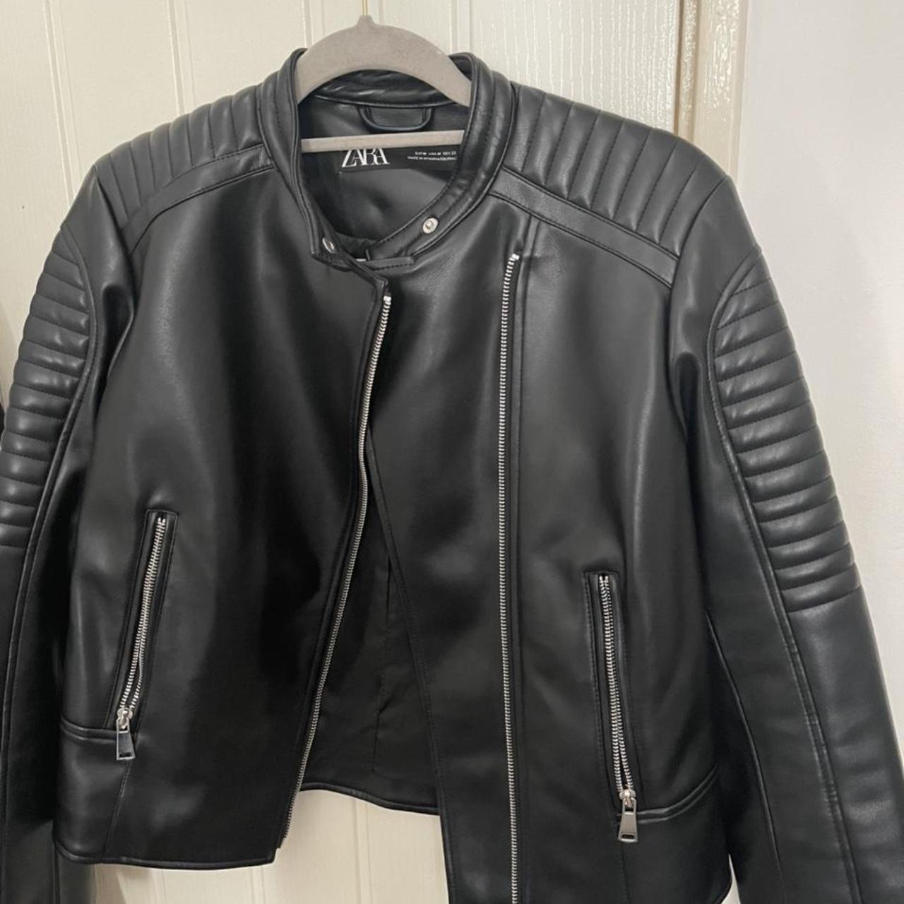 ZARA FAUX LEATHER BIKER JACKET SIZE (M) RRP... Depop