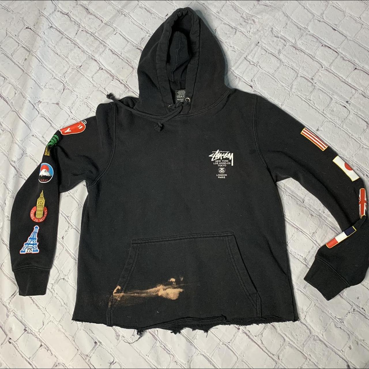 Stussy cropped hoodie size small some bleach spots... Depop