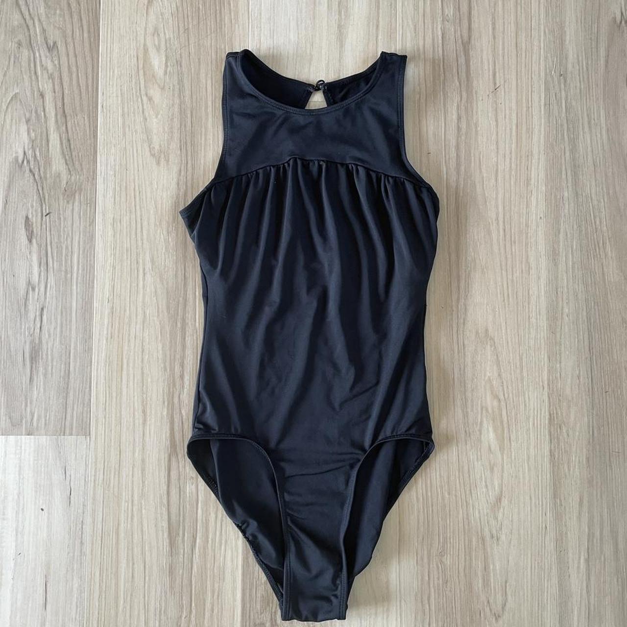 Danskin black ballet leotard with pleated front,... - Depop