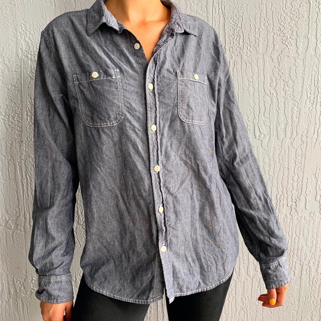 Men’s gray button up shirt with double pocket detail... Depop