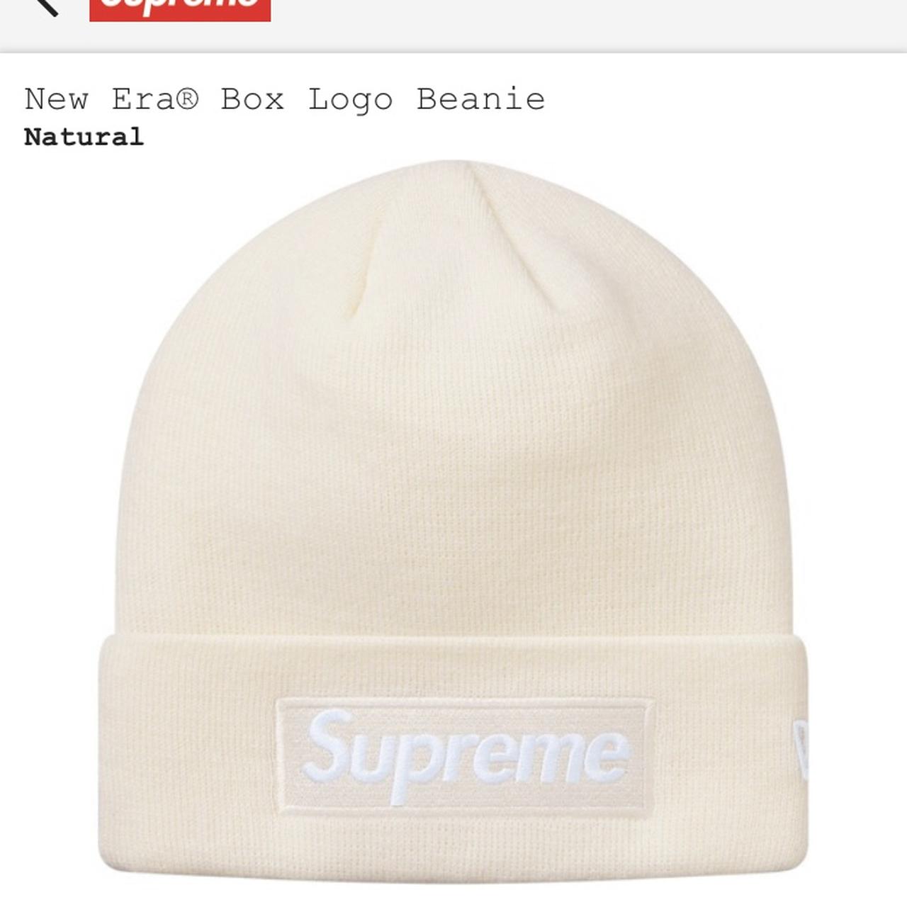 Supreme FW18 Box Logo Beanie Natural/ white Sold... - Depop