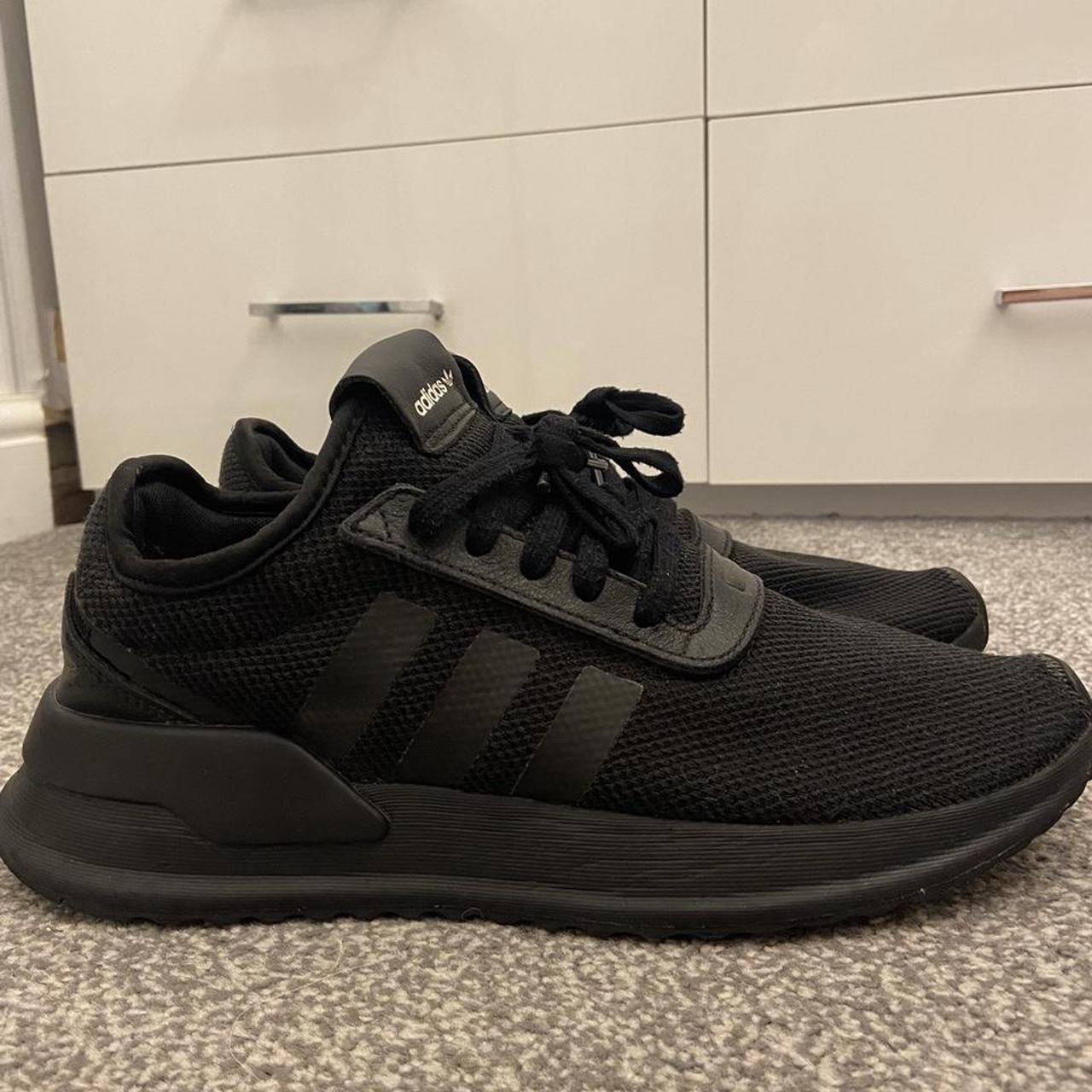 Worn Black Adidas trainers - Depop