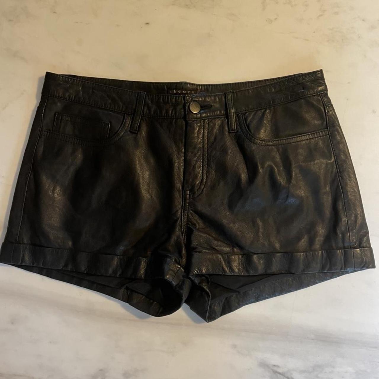 Theory Rizda Ford leather shorts in black. A great... - Depop