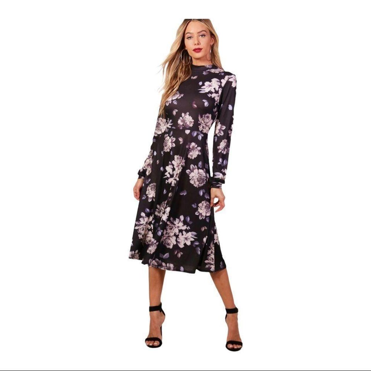 Product Image 1 - Boohoo Black High Neck Floral