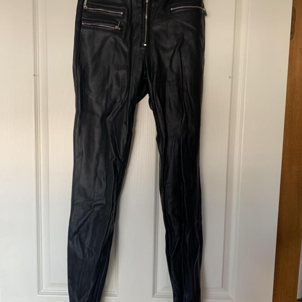 Zara zip up leather pants. Size 6 but could fit a... - Depop