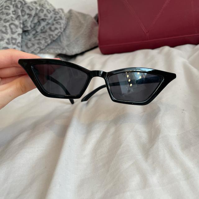 Rectangular Small Rimless Sunglasses Man Woman Silver Black 