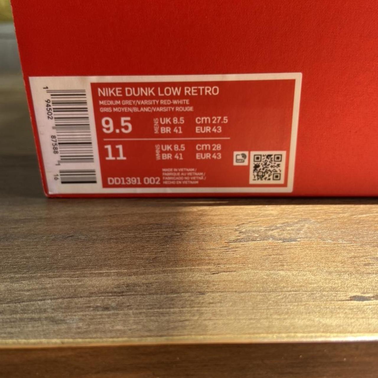 Nike dunk low retro medium grey varsity red unlv(2021) - Depop