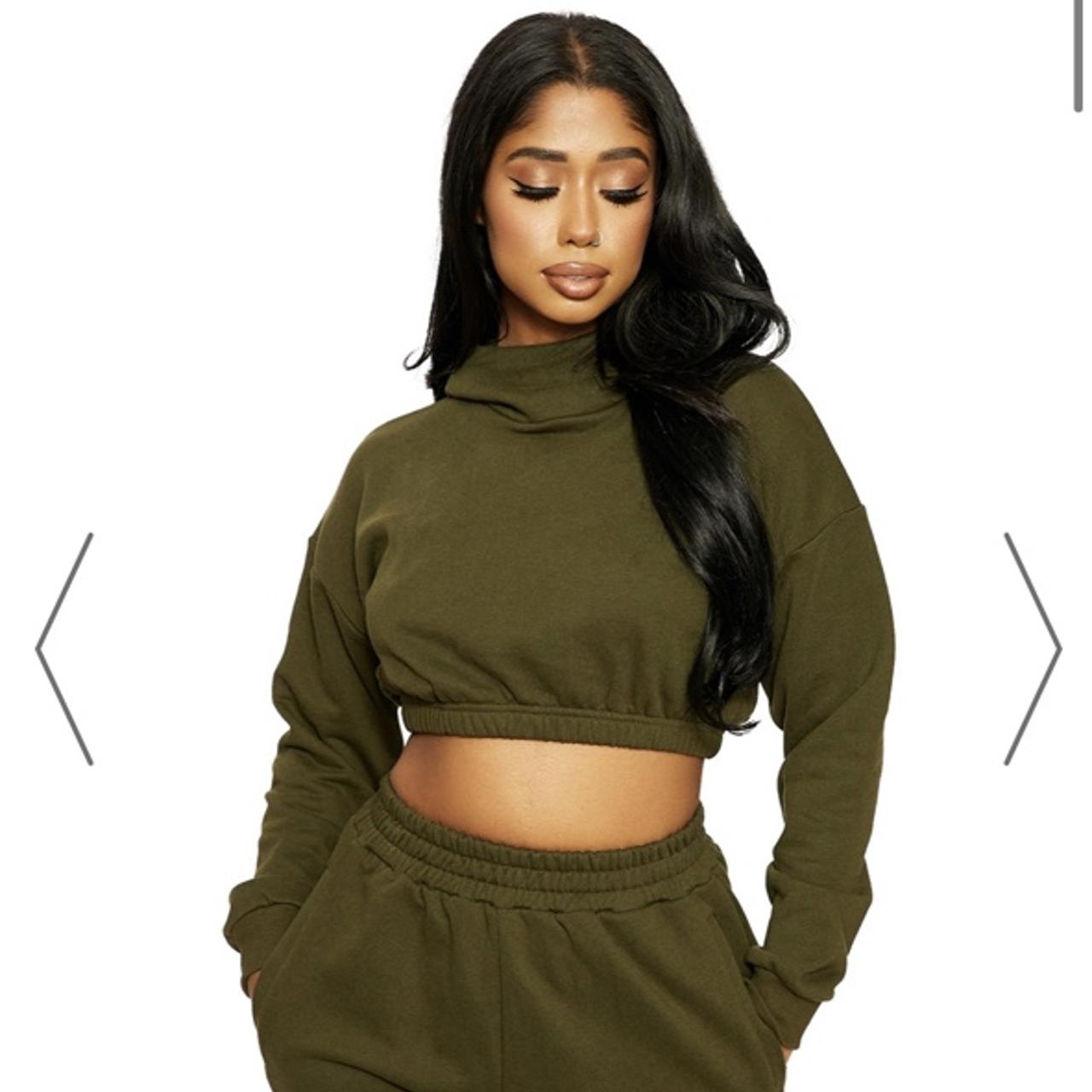 Naked Wardrobe Women's Zip-Down Snatch-Up Crop Top Color Forest Green Size  M