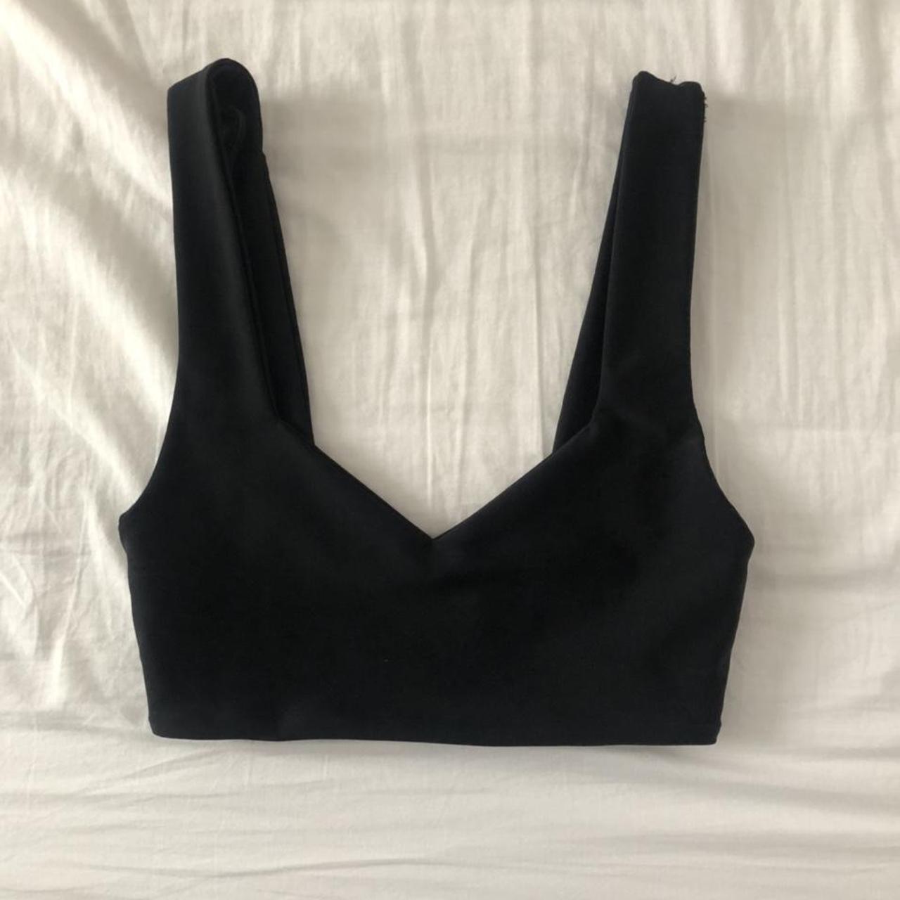 Zara black crop top with sweetheart neckline size... Depop