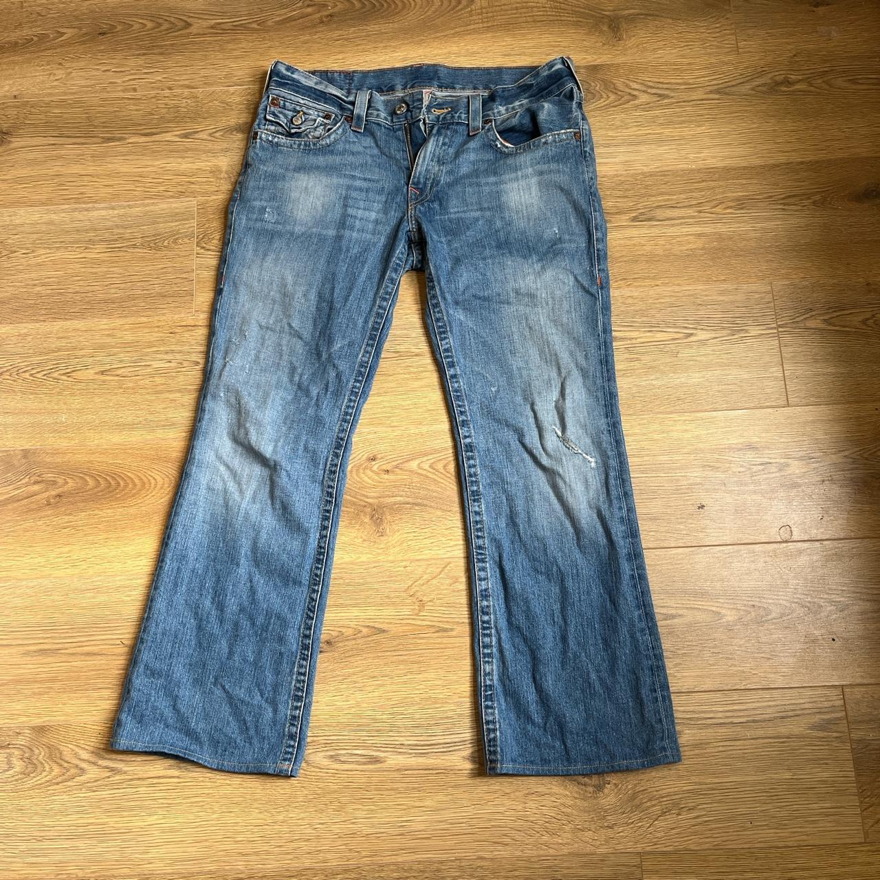 True Religion jeans with dragon embroidery on the... - Depop