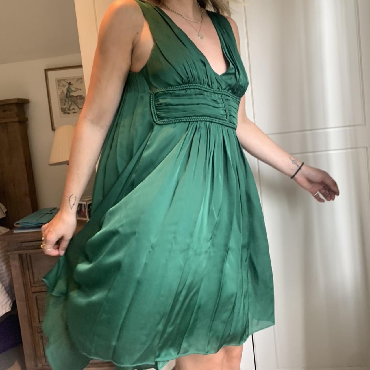 Limited edition green 100 silk dress by Leon Max