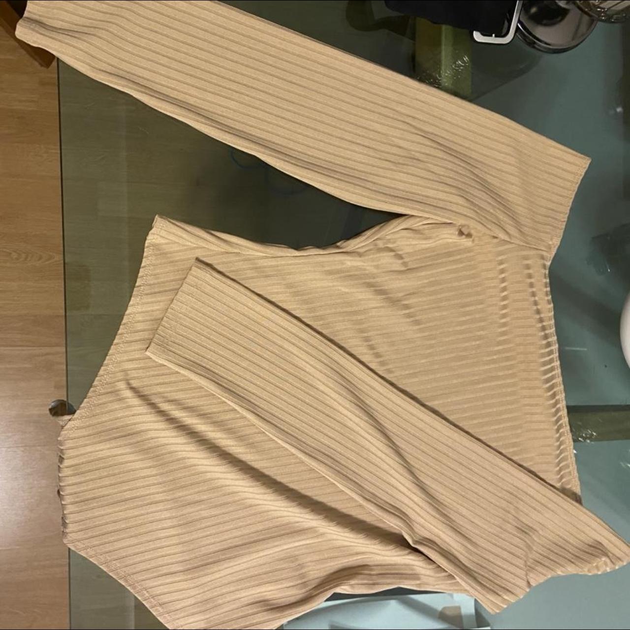 Light Brown Off The Shoulder Bodysuit. - Depop