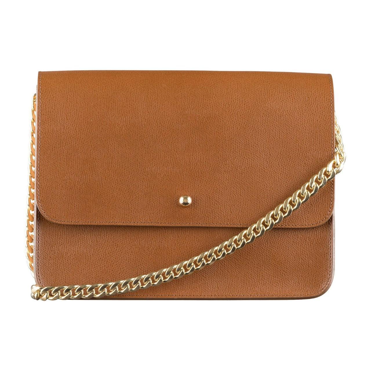 APC A.P.C LEATHER CAMDEN HANDBAG BROWN WITH GOLD... Depop