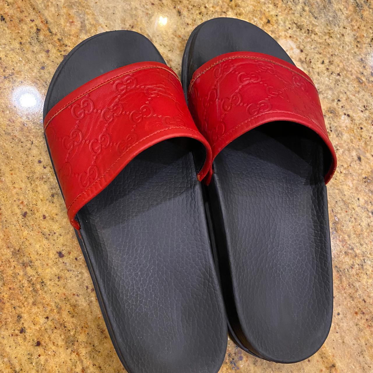 Gucci Signature Slide Hibiscus Red fits 8.5 9.5 Depop