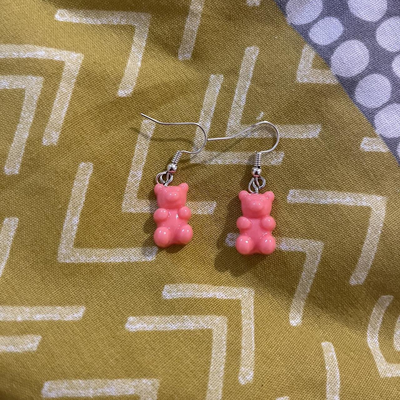 Bright Pink Gummy Bear Dangle Drop Earrings On Depop