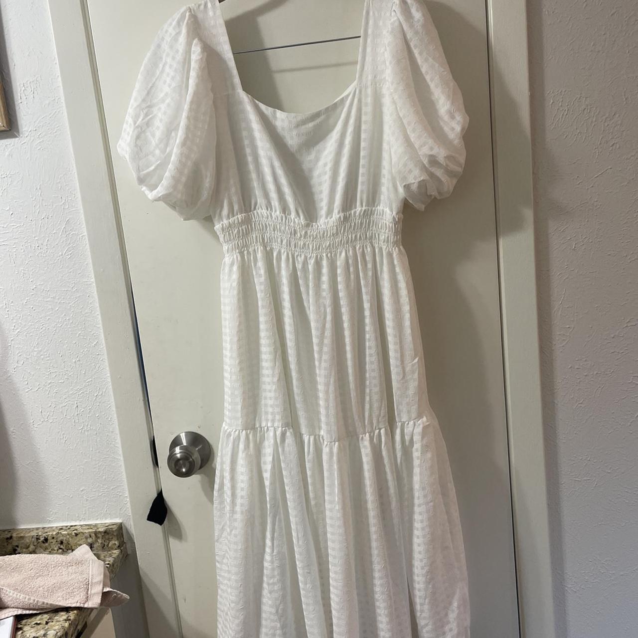 SHEIN white lace dress with a square neckline. MIDI - Depop
