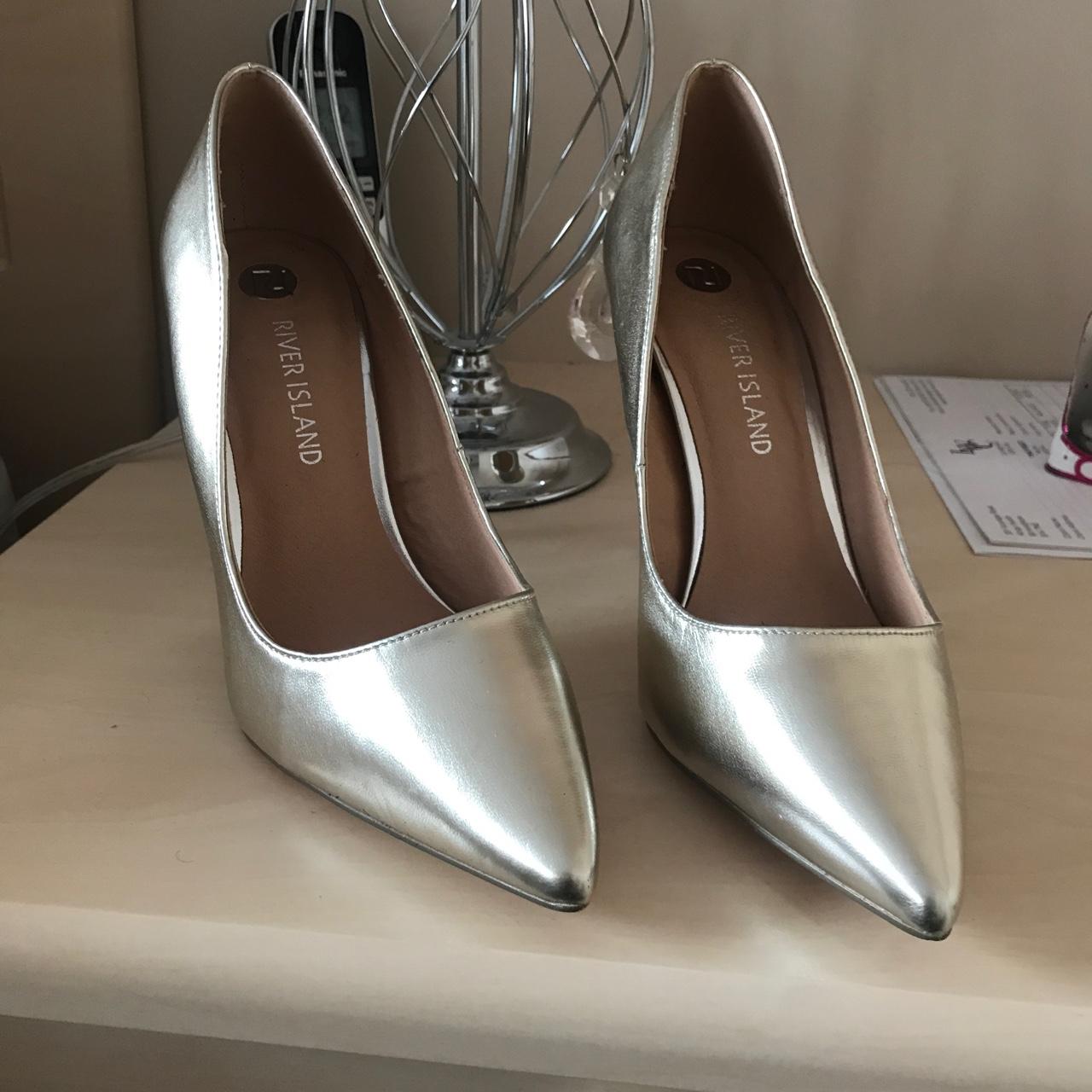 River island gold hot sale court shoes