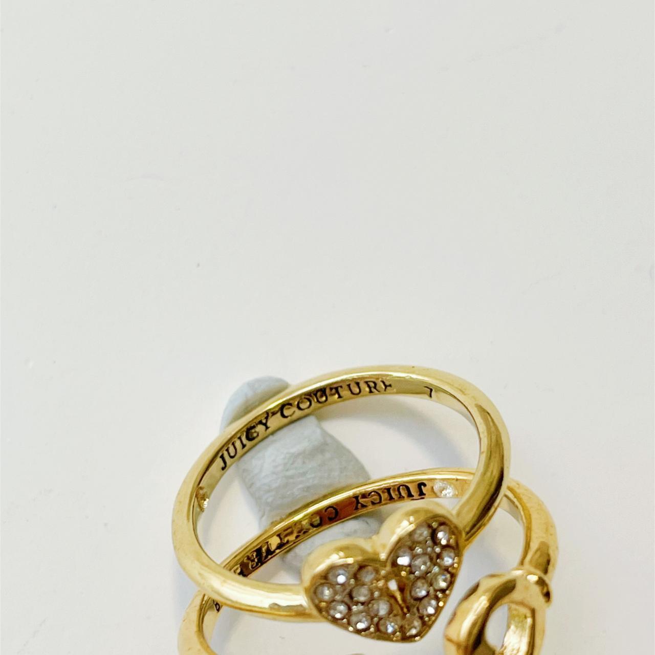 Juicy Couture Gold Tone Key and Heart Lock Ring Set... - Depop
