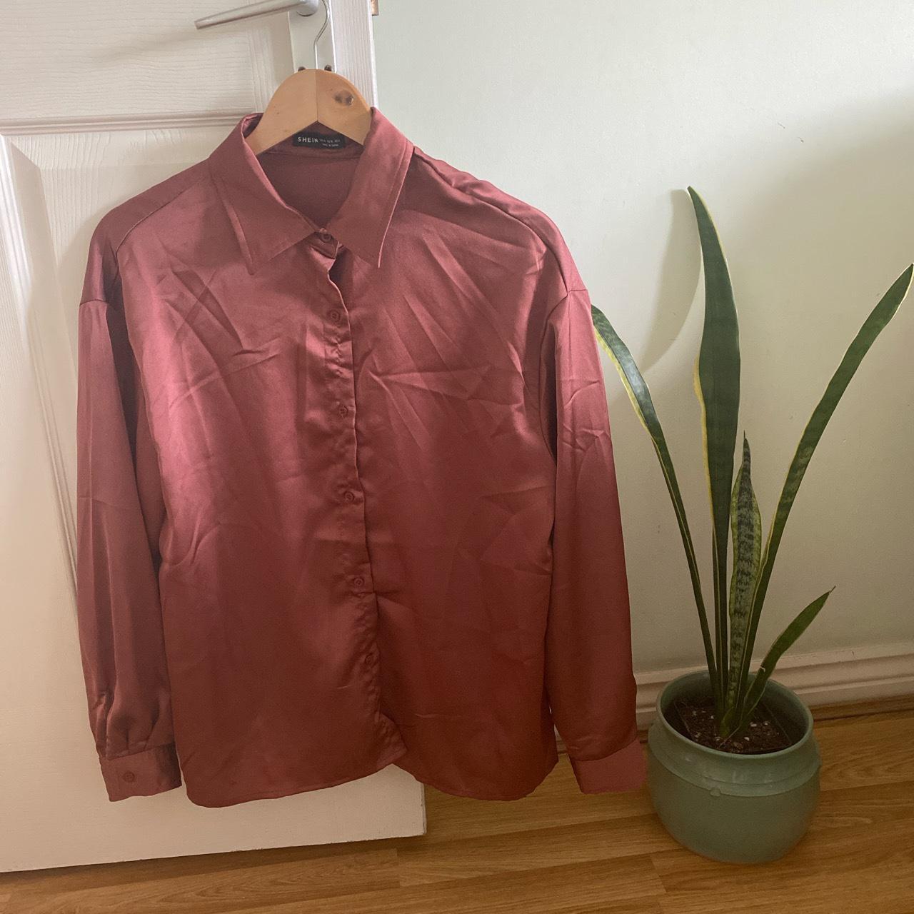 Light brown satin shirt size M never worn as it... - Depop