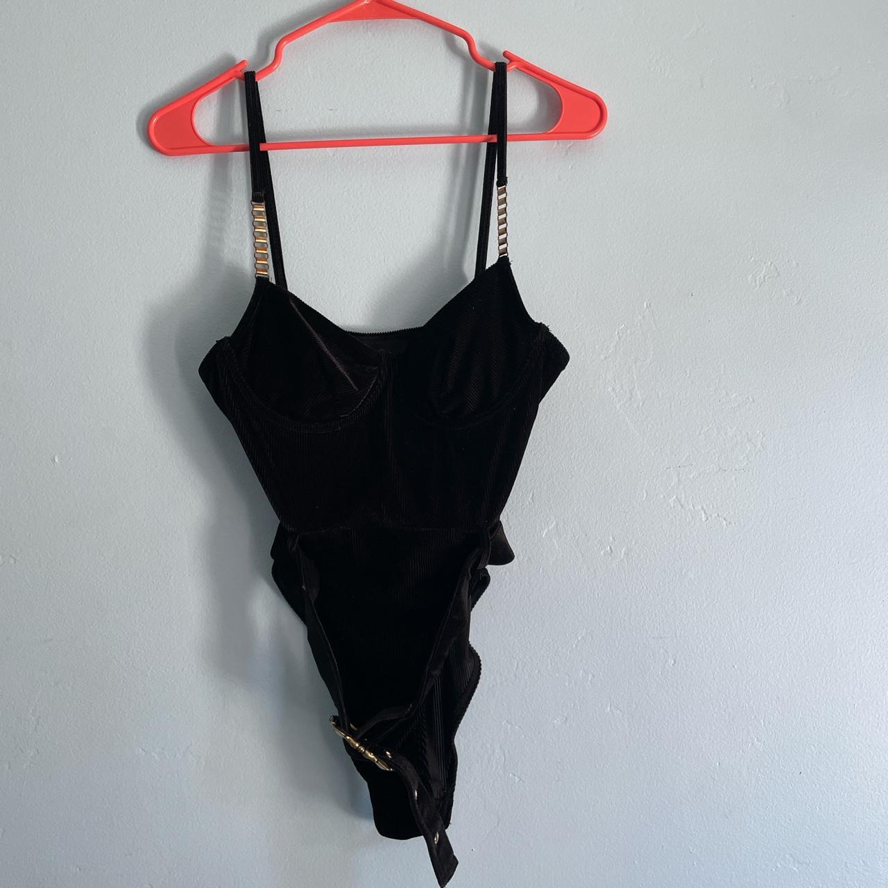 Black corduroy like material bathing suit. Super... - Depop