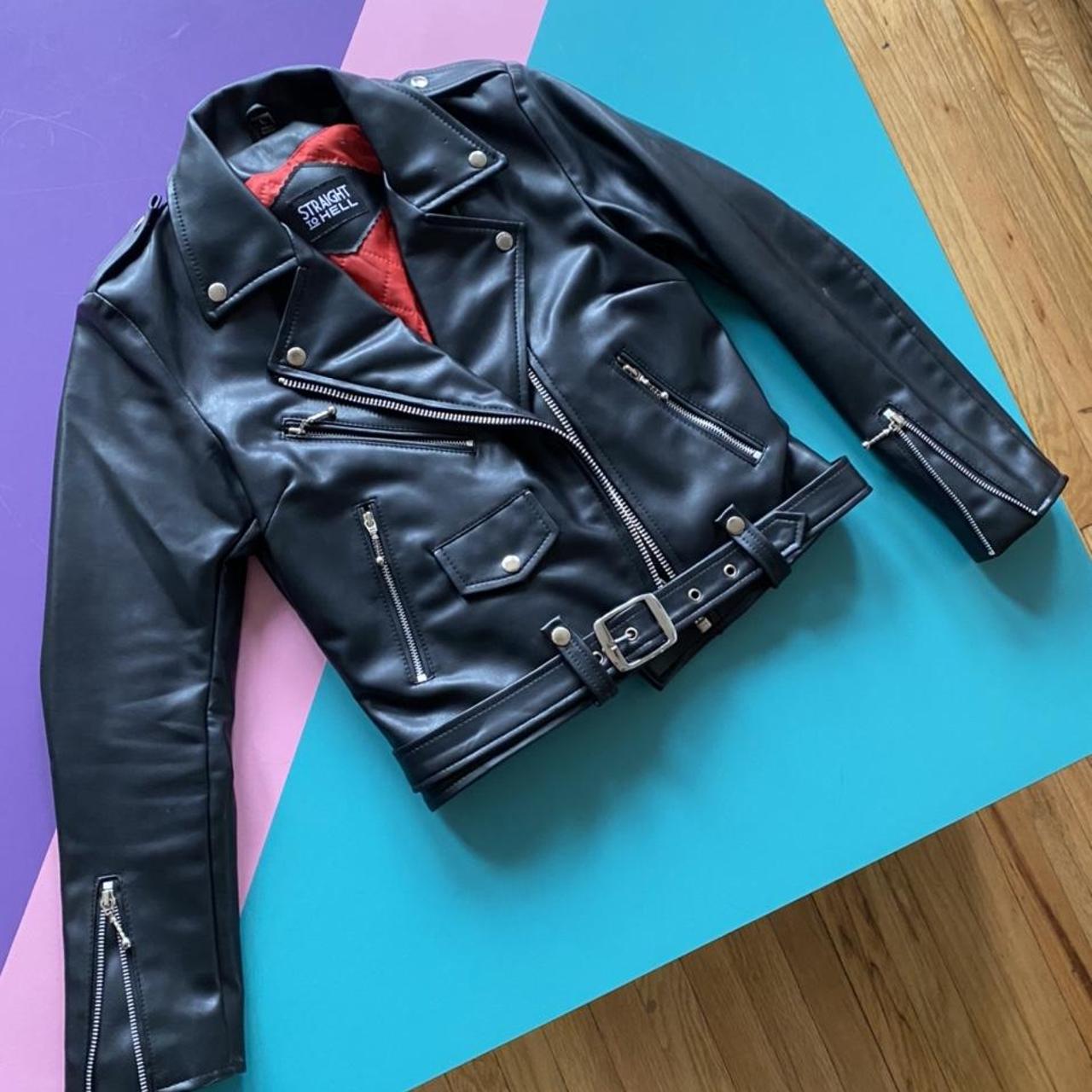 Size L “Women’s” Vegan Leather Jacket from Straight... Depop