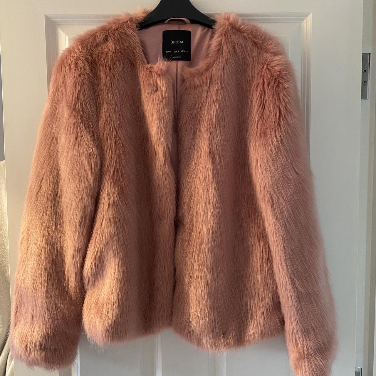 bershka pink fur jacket