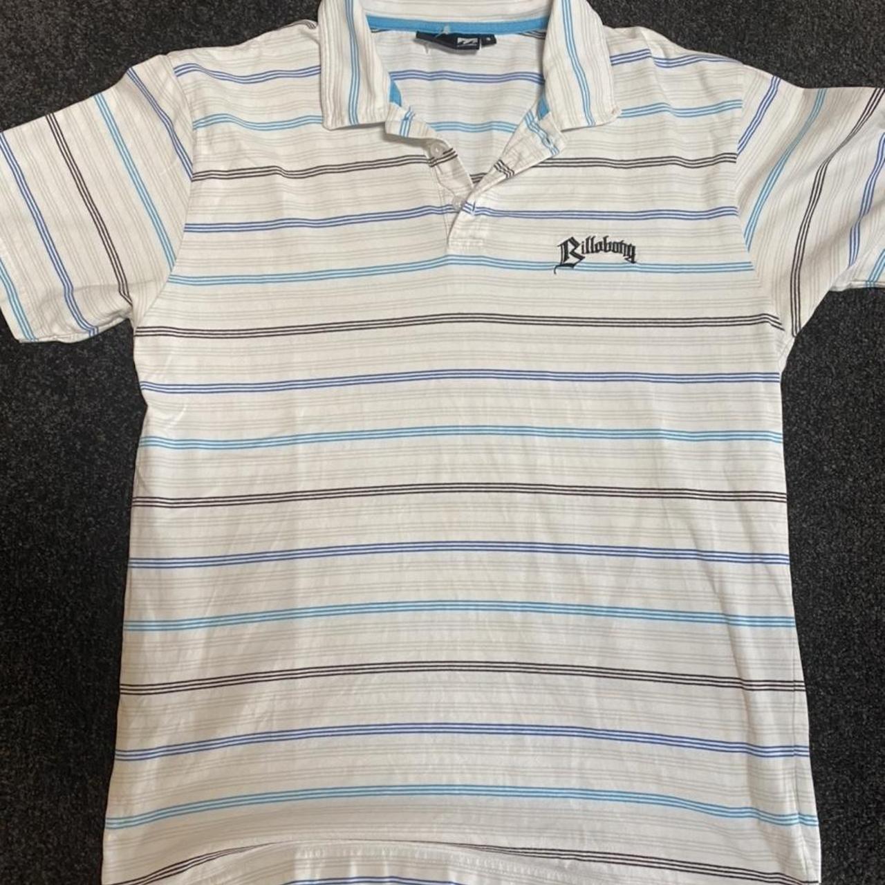 Rare white and blue retro billabong polo Great... - Depop