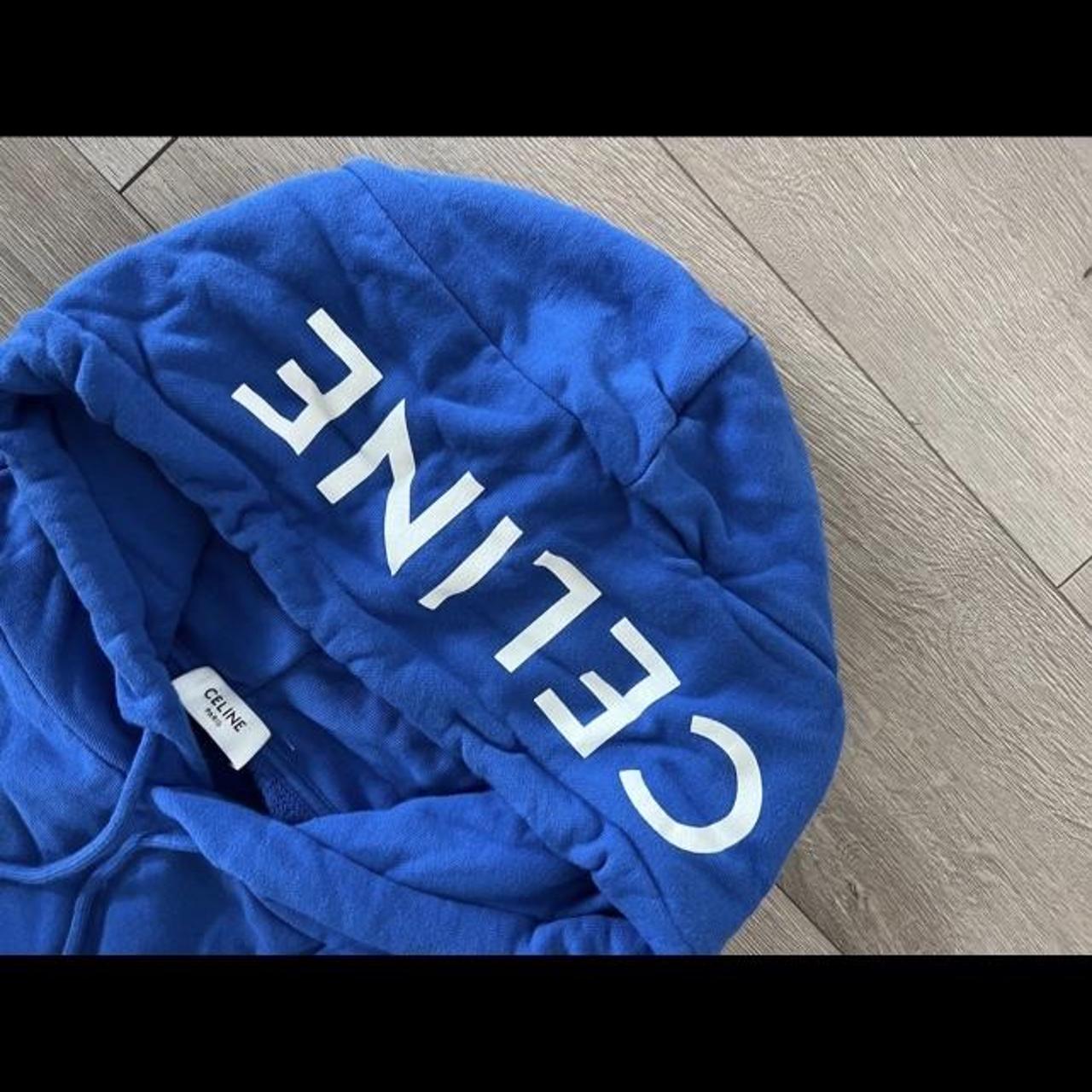 パーカー・フーディ CELINE Men Hoodies RY08X510Z BLUE Celine Loose Sweatshirt In Cotton Fleece Royal Blue/Off