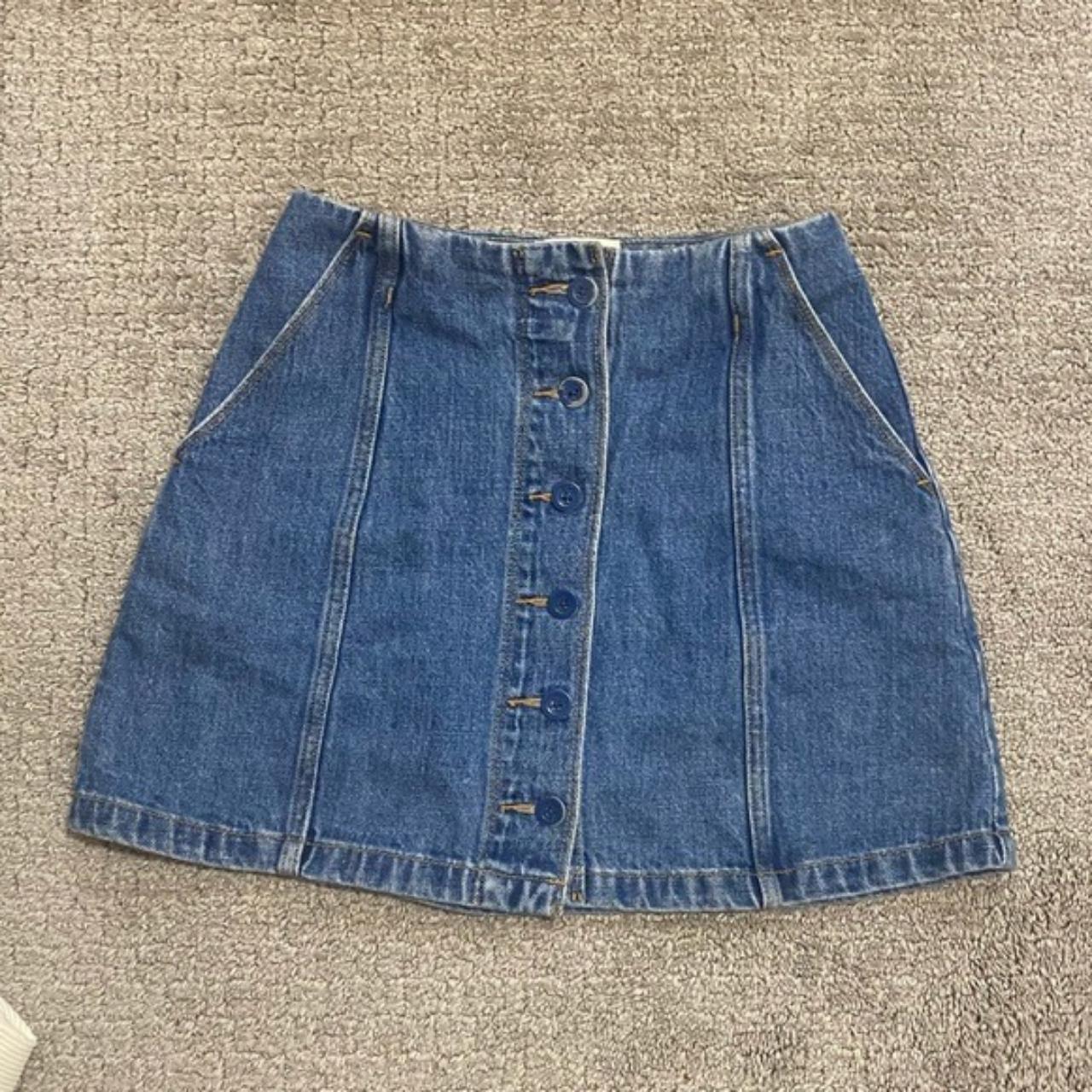 Blue denim button up skirt from Wilfred Free.... - Depop