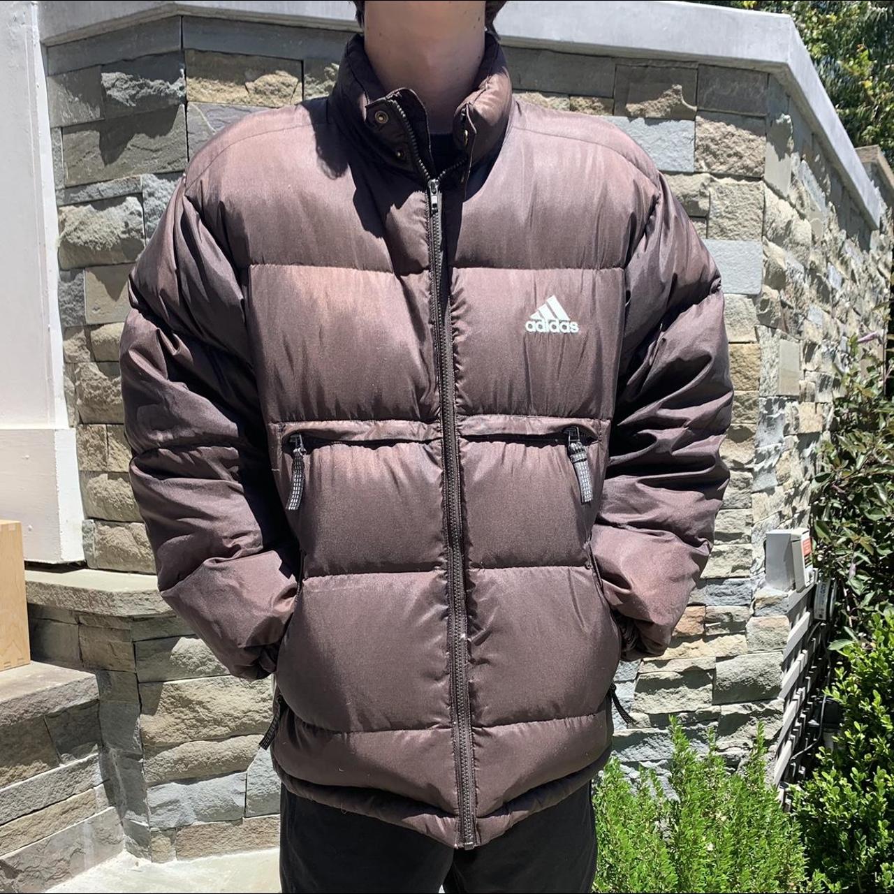 brown adidas puffer jacket