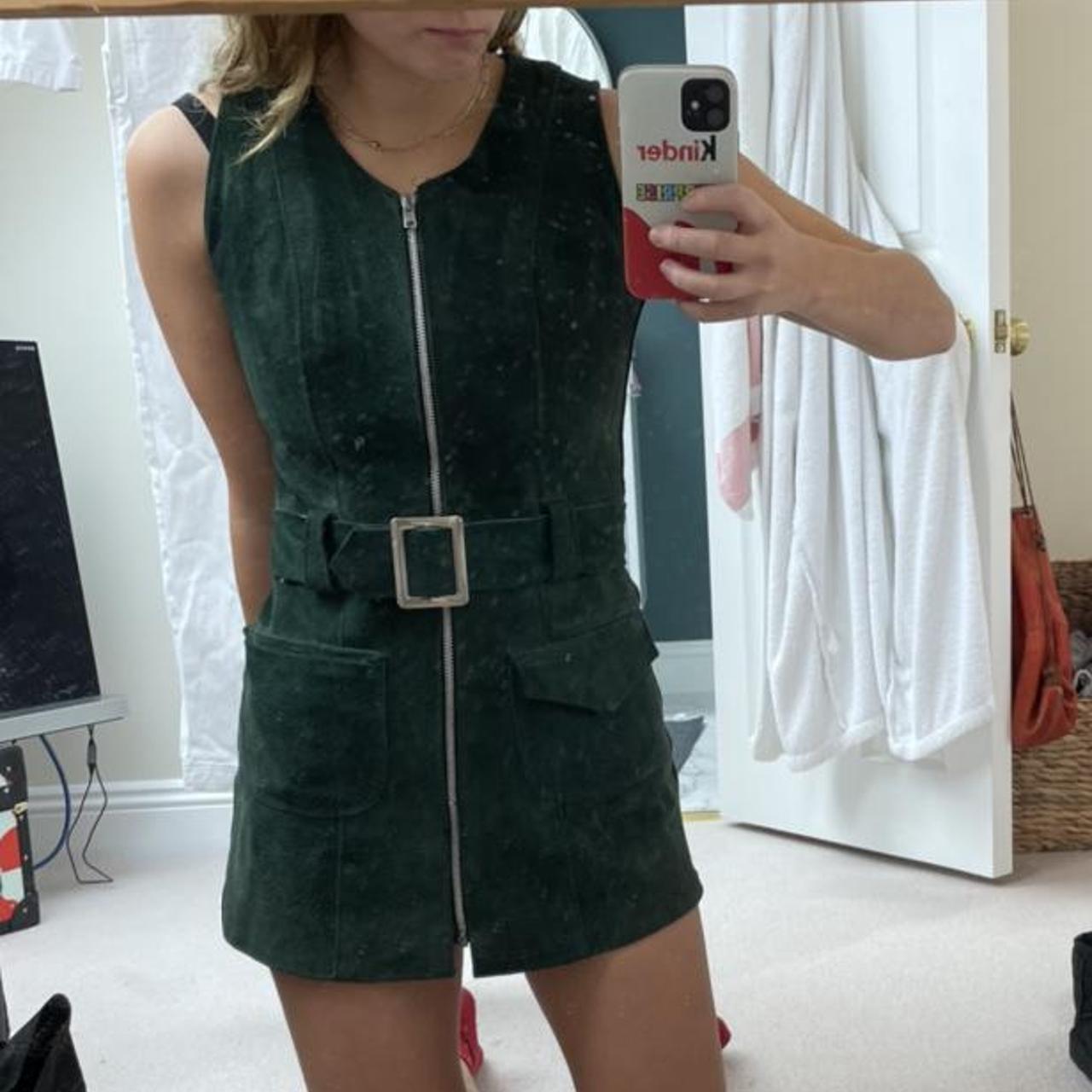 Dark green suede dress best sale