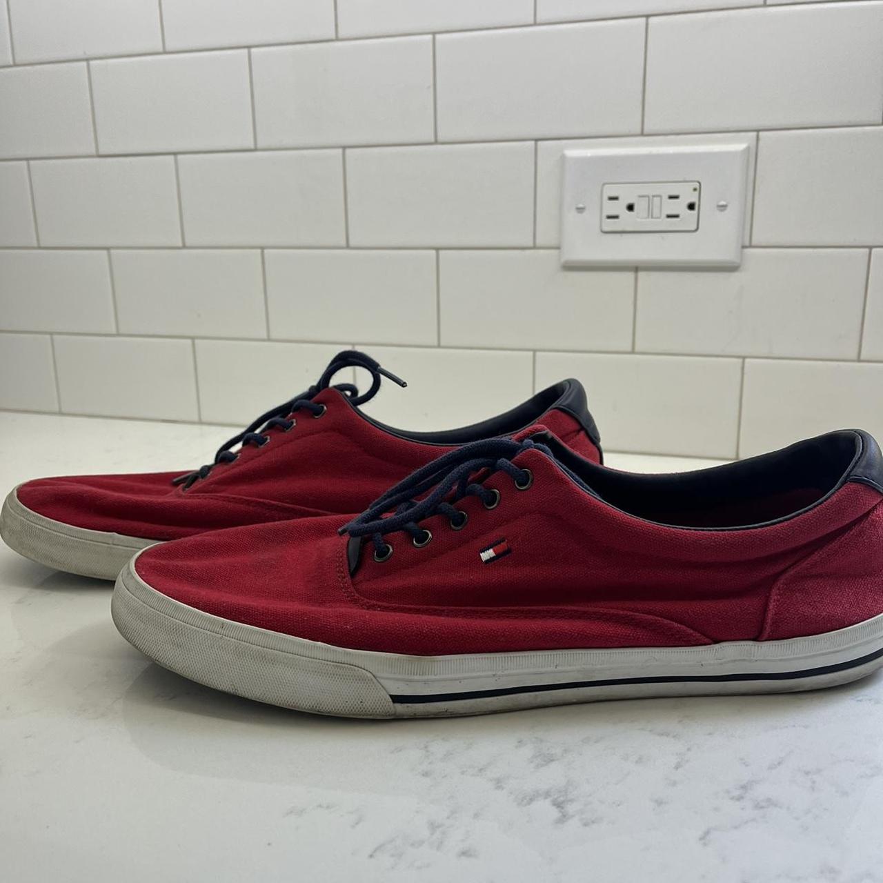 Tommy hilfiger hot sale red trainers