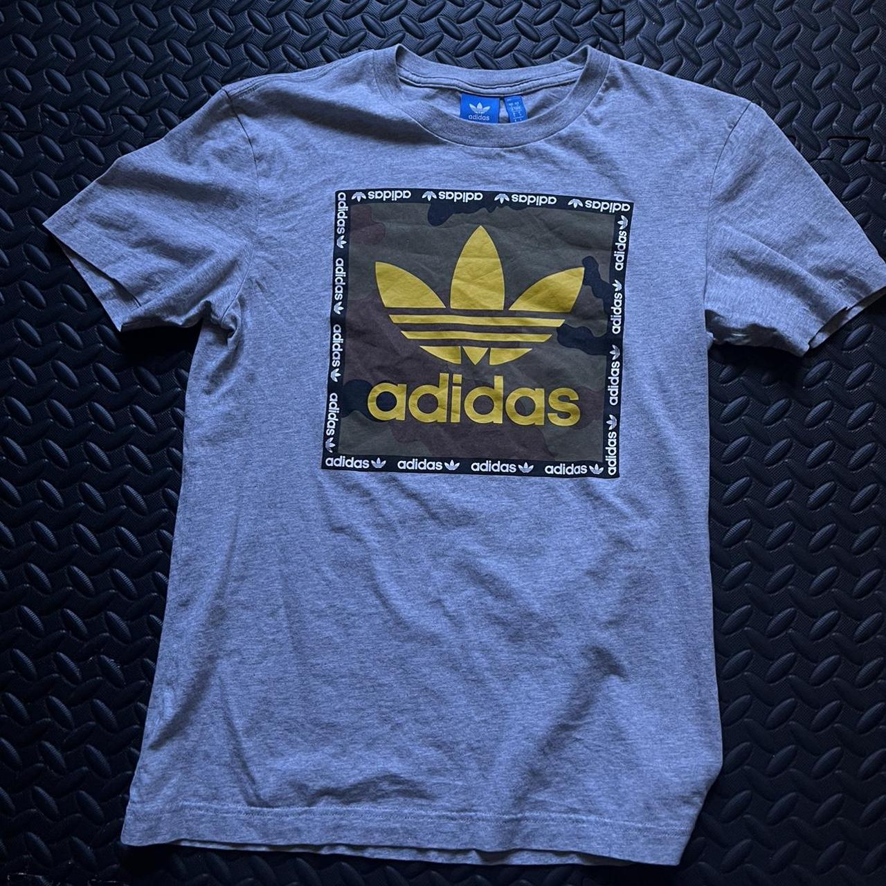 adidas bape styled box logo tee with blue tags... - Depop