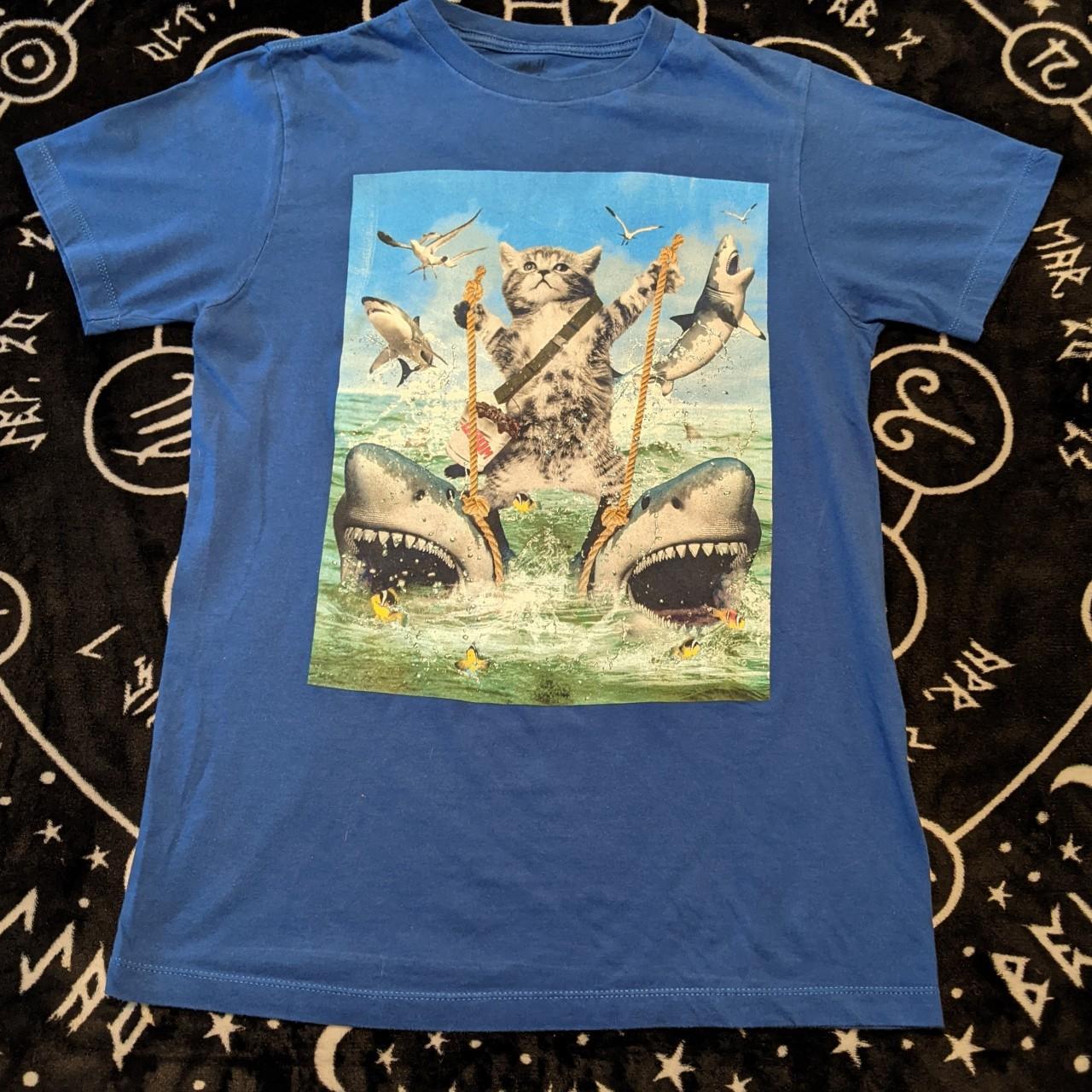 🦈Daredevil Cat Riding Sharks Shirt🦈 The most epic... Depop