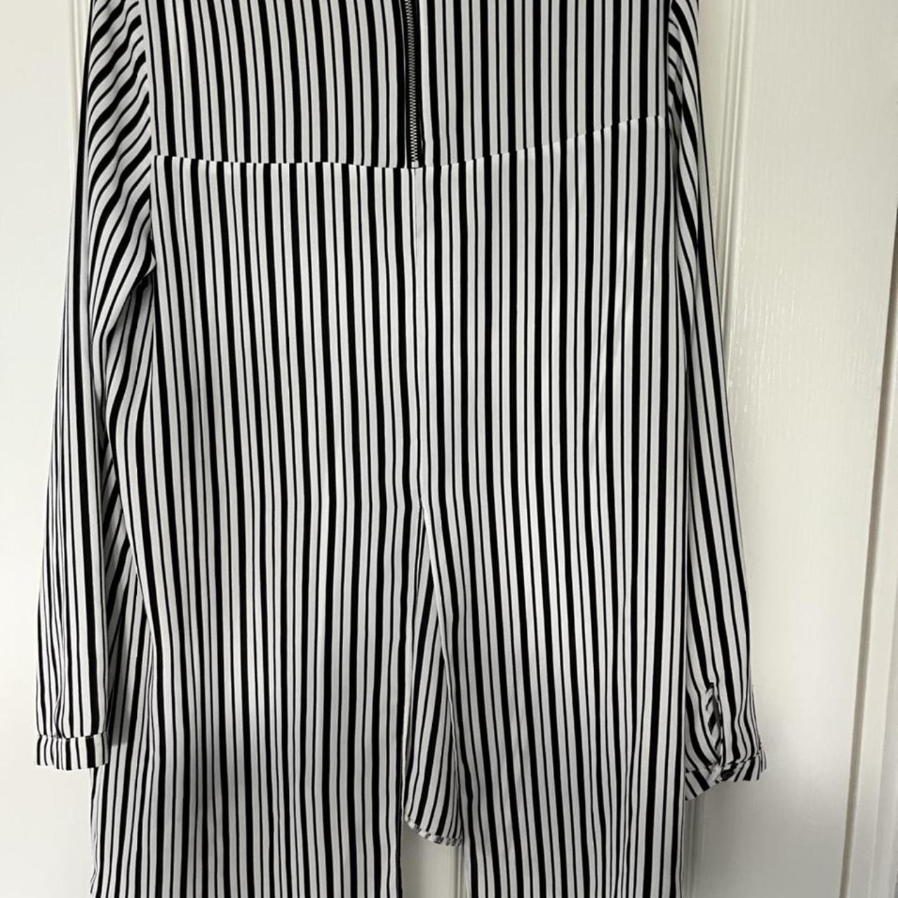 Primark Black And White Striped Long Sleeve Blouse - Depop