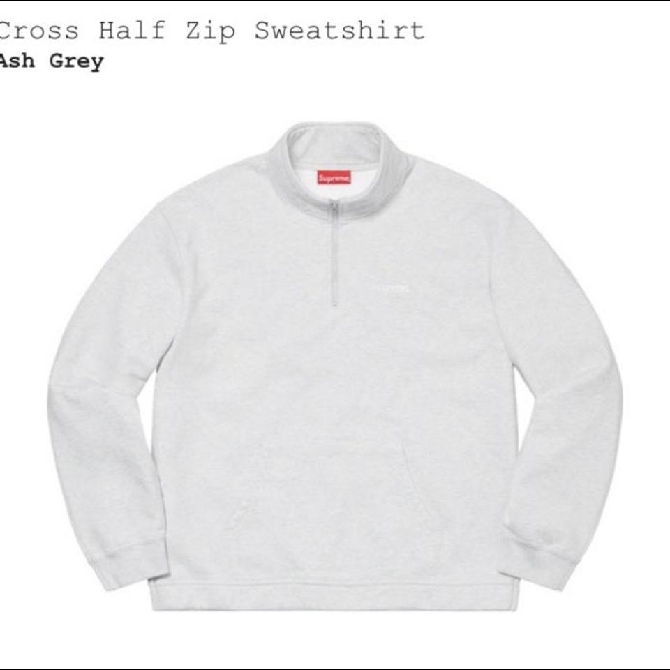 Supreme Cross Half Zip Sweatshirt Grey New,... - Depop