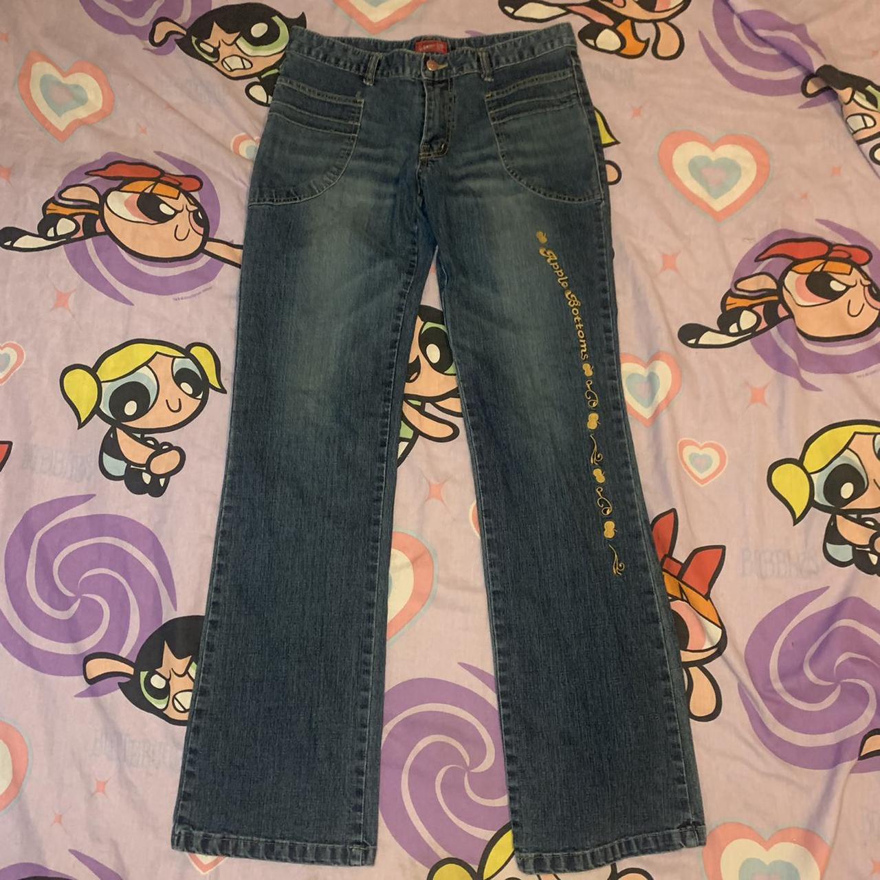 Y2k Apple Bottom Jeans! Mid wash denim jeans with a... Depop