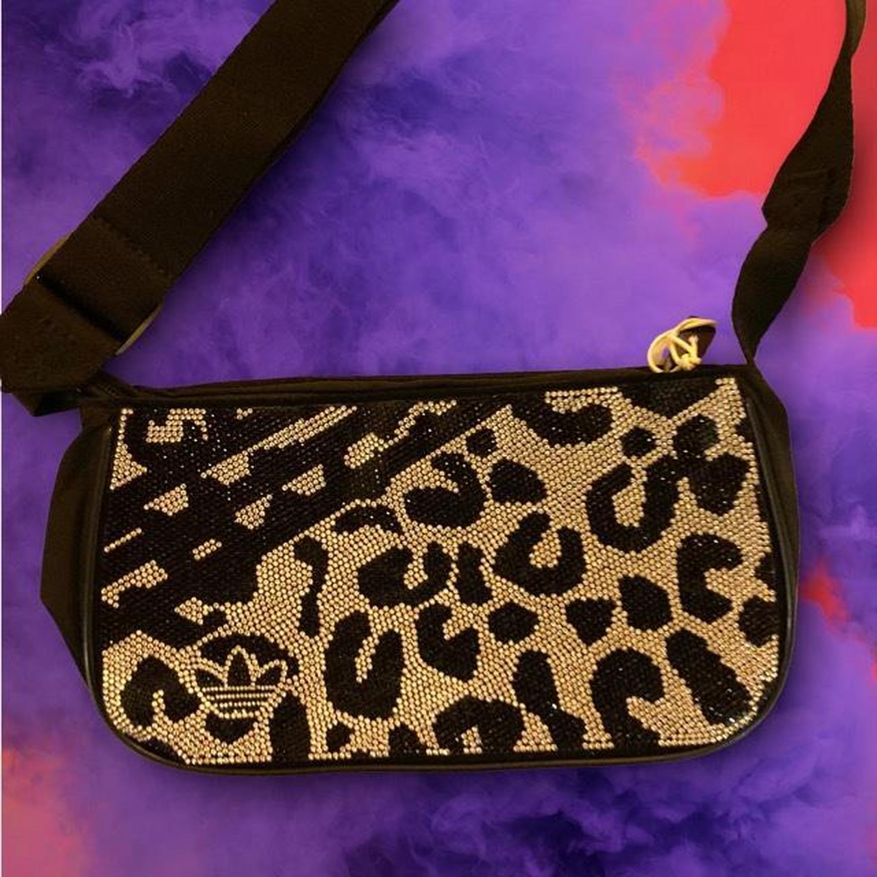 Adidas Black Leopard & Metallic Rhinestone Shoulder | Depop